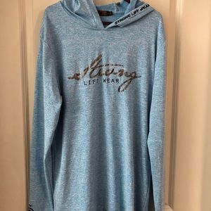 Strong Lift Wear blue hooded long sleeve shirt